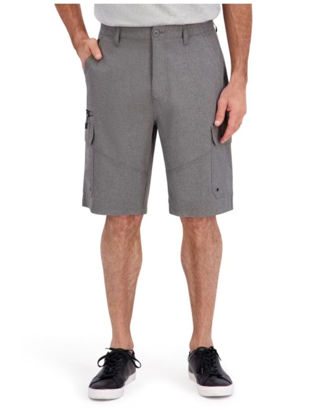 Iron Co. Mens Stretch Tech Shorts 11" Inseam Cargo Pockets In Grey Size 34 NWT